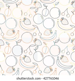 Summer fruits pattern. Vector colorful food seamless background.