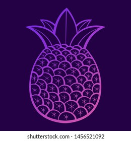 Summer Fruits .Pineapple Fruit. Vector Illustration Cartoon Flat Icon Isolated