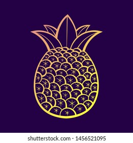 Summer Fruits .Pineapple Fruit. Vector Illustration Cartoon Flat Icon Isolated