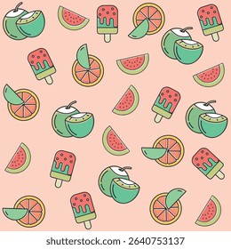 Summer Fruits Seamless Pattern Design