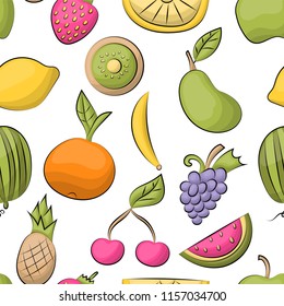 Summer fruits seamless pattern. repeating background tile. Vector illustration.