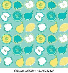 Summer fruits seamless repeat pattern
