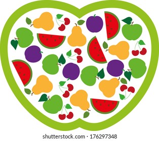 summer fruits in shape of apple