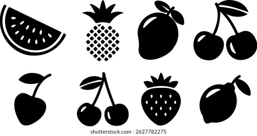 Summer Fruits silhouette line art collection