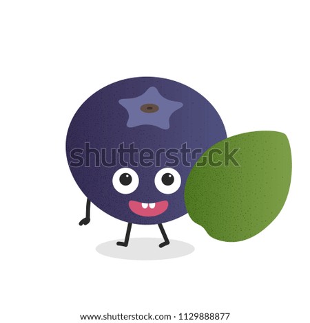 Summer fruits. Vector blueberries with dots. Cute cartoon characters.