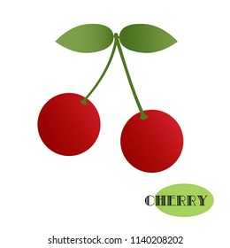 Summer fruits. Vector cherry with dots. White background.