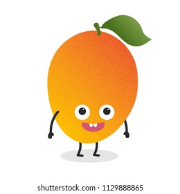Summer fruits. Vector mango with dots. Cute cartoon characters.