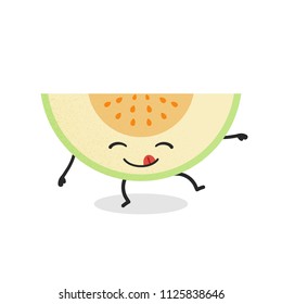 Summer fruits. Vector melon with dots. Cute cartoon characters.