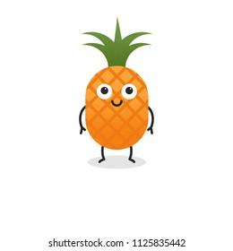 Summer fruits. Vector pineapple with dots. Cute cartoon characters.