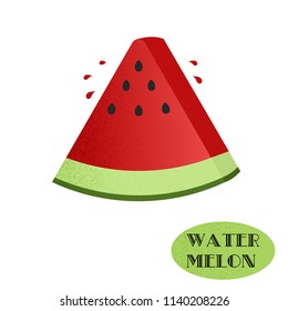 Summer fruits. Vector watermelon with dots. White background.