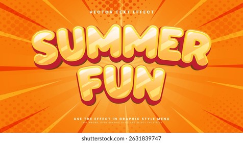 Verão divertido 3d modelo de efeito de texto editável adequado para o estilo moderno