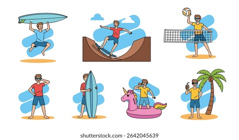 Summer Fun Activities For Youth Enjoying Sport Games And Water Entertainment