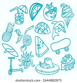 Summer Fun A Collection of Beachy, Tropical Line Drawings
