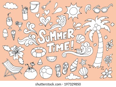 Summer Fun Hand Drawn Doodles Sketch