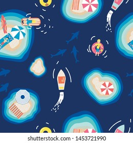 Summer Fun Islands Vector Seamless Pattern