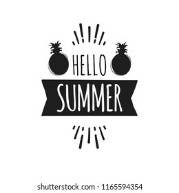 Summer Fun Sticker. Pineapple Badge. Hand Drawn Vector Element