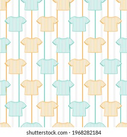 Summer Fun Stripped Shirt Vector Graphic Seamless Pattern can be use for background and apparel design