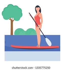 Summer fun vector, boating illustration 