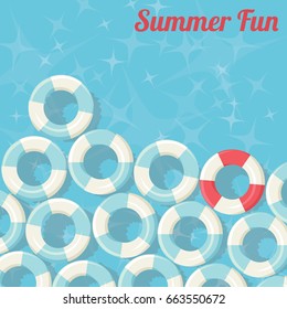 Summer Fun - vector illustration with colorful pool rings - eps 10