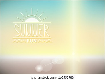 Summer FUN Vector Sunset with unique font and summer warm colors.