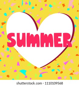 Summer, funny and bright hand drawn lettering with terrazzo texture