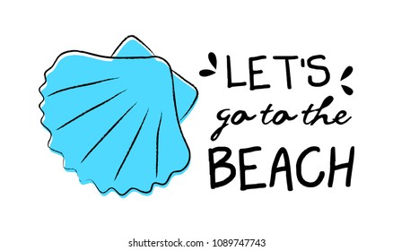 Summer - funny hand drawn sticker in retro style. Vector.