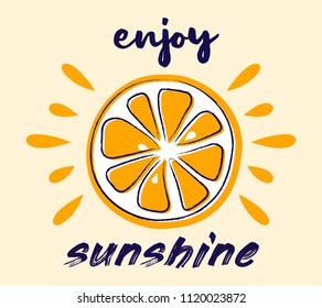 Summer - funny hand drawn sticker in retro style. Vector.