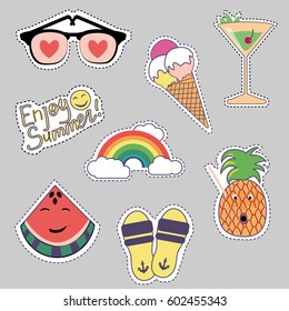 Summer funny prints. Vector icons