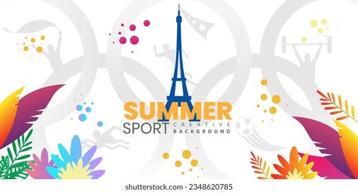 Summer Game Competition background, sport concept, Paris, 2024, vector illustration 