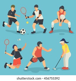 Summer game event sports collection in flat style