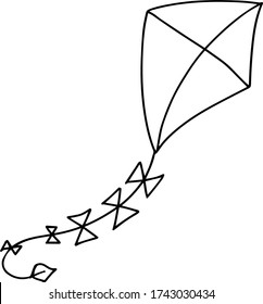 summer game, kite line vector illustraion hand-drawn doodles isolated fo white background