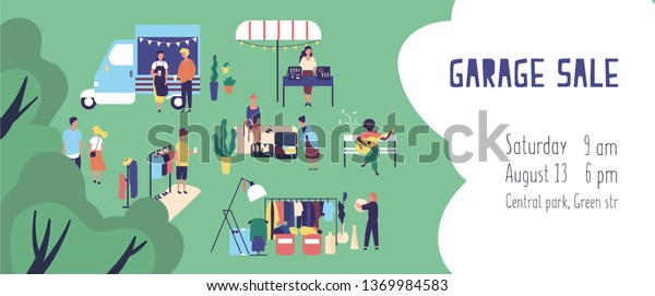 Summer Garage Sale Street Flea Market Stock Vector Royalty Free