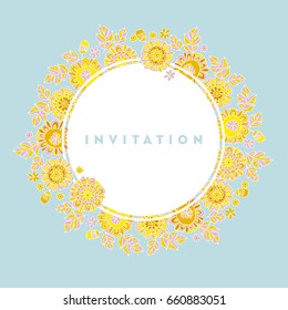 Summer garden abstract decorative floral design element. Flower vector illustration for surface design, invitation, card, poster