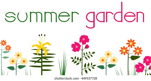 Summer garden background. Blossom background. Vector.