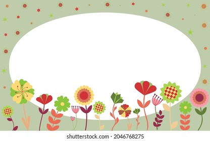 Summer garden flowers border. Cartoon vector flower background.