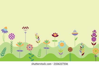 Summer garden flowers. Cartoon vector flower background