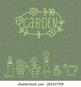 Summer garden green vector background design