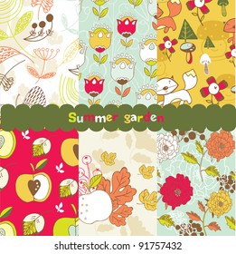 summer garden seamless backgrounds