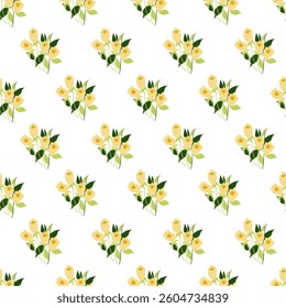 Summer Garden Yellow Tulip Flower Delight Pattern can be use for background and apparel design