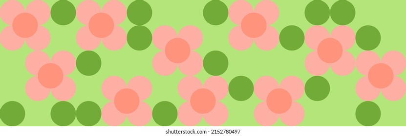El fondo geométrico de verano es de moda en los años 60, un mosaico adornado con flores. Textura para textiles o papel de pared sin soldadura de círculos y cuadrados en colores multicolores.