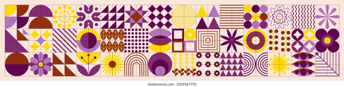 Sommer geometrischen Blumenmuster. Skandinavischer Stil. Ukrainische Motive. Natürliche Bio-Blumen-Pflanzen, Öko-Landwirtschaft Konzept. Sommerkunst