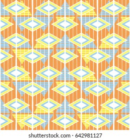 Summer geometric pattern vector seamless. Abstract rhombus and triangle texture. Sunny background print for fabric, wallpaper, blanket, wrapping paper and card template.
