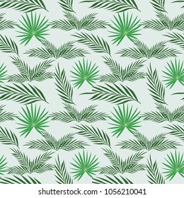 Summer geometric seamless pattern. Exotic Leaves Vector Illustration. 