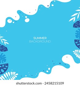 Summer Geometric Wave and Leaf Background