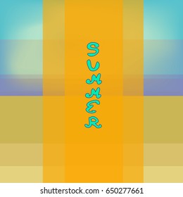 summer, geometry, colorful background, vertical  turquoise text