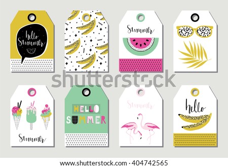 summer gift tags labels cute ice stock vector royalty free