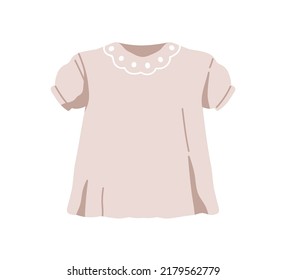 Summer girls blouse. Casual kids girly t-shirt. Childs clothes for warm weather. Toddlers modern apparel, girlish wearing. Flat vector illustration isolated on white background