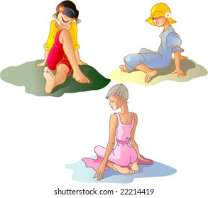 summer girls vector illustration