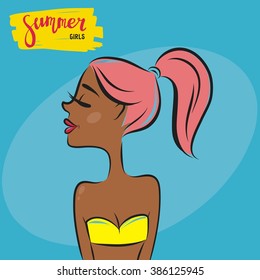 summer girls vector print