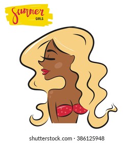 summer girls vector print
